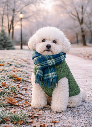 Parisian Pet 'Cable Knit Sweater' - Warm & Stylish Pet Sweater in Green for Dogs & Cats - Pup List