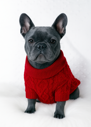 Parisian Pet 'Cable Knit Sweater' - Warm & Stylish Pet Sweater in Red for Dogs & Cats-Valentine's Day