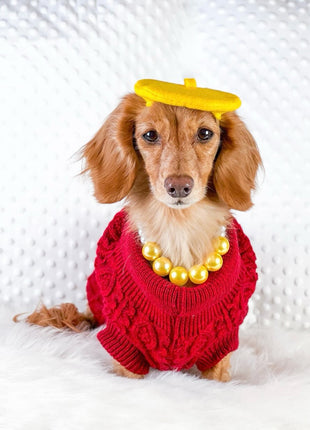 Parisian Pet 'Cable Knit Sweater' - Warm & Stylish Pet Sweater in Red for Dogs & Cats-Valentine's Day