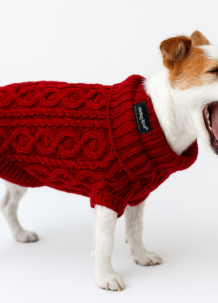 Parisian Pet 'Cable Knit Sweater' - Warm & Stylish Pet Sweater in Red for Dogs & Cats-Valentine's Day