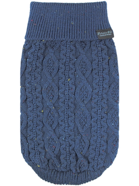 Parisian Pet 'Cable Knit Sweater' - Warm & Stylish Pet Sweater in Navy Blue for Dogs & Cats