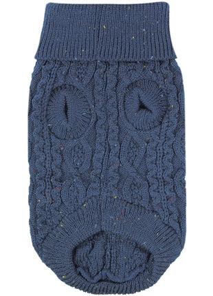 Parisian Pet 'Cable Knit Sweater' - Warm & Stylish Pet Sweater in Navy Blue for Dogs & Cats