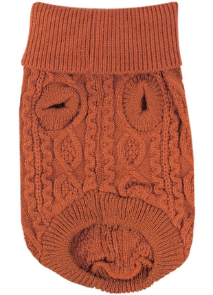 Parisian Pet 'Cable Knit Sweater' - Warm & Stylish Pet Sweater in Terracotta for Dogs & Cats