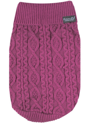 Parisian Pet 'Cable Knit Sweater' - Warm & Stylish Pet Sweater in Raspberry for Dogs & Cats-Valentine's Day