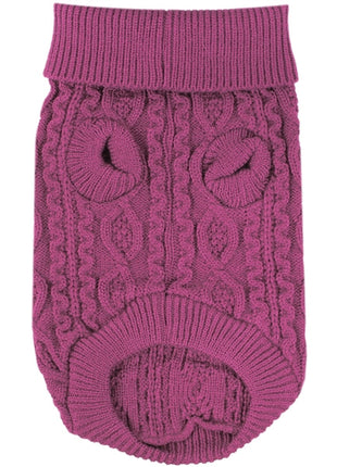 Parisian Pet 'Cable Knit Sweater' - Warm & Stylish Pet Sweater in Raspberry for Dogs & Cats-Valentine's Day