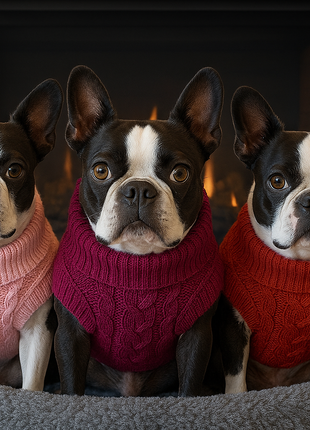 Parisian Pet 'Cable Knit Sweater' - Warm & Stylish Pet Sweater in Raspberry for Dogs & Cats-Valentine's Day