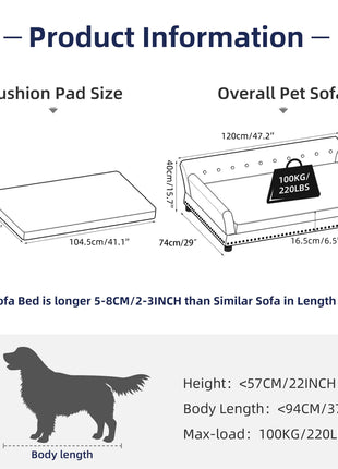 Deluxe Velvet Tufted Sofa Bed; Memory Foam Lounger for Large Dog