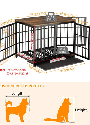 Furniture Large Wooden Dog Crate Indoor Elevated Dog Kennel End Table Lattice Playpen with 3 Doors Removable Tray