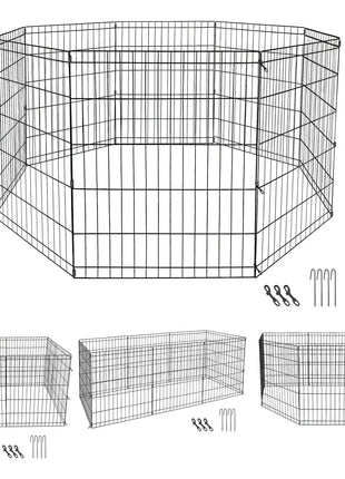 24" Dog Playpen Crate 8 Panel Fence Pet Play Pen Exercise Puppy Kennel Cage Yard - Pup List