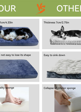 Luxury Pet Bed with Headboard, Washable Dutch Velvet Cover, Dog and Cat Bed