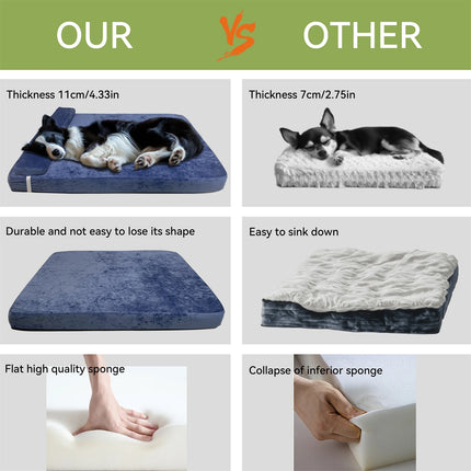 Luxury Pet Bed with Headboard, Washable Dutch Velvet Cover, Dog and Cat Bed