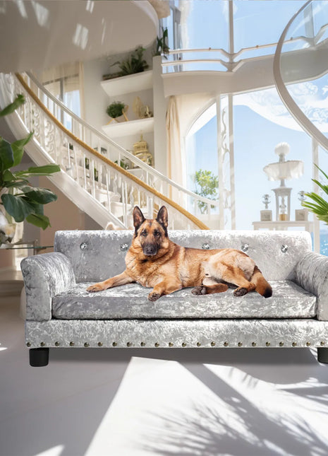 Deluxe Velvet Tufted Sofa Bed; Memory Foam Lounger for Large Dog