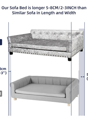Deluxe Velvet Tufted Sofa Bed; Memory Foam Lounger for Large Dog
