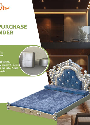 Luxury Pet Bed with Headboard, Washable Dutch Velvet Cover, Dog and Cat Bed