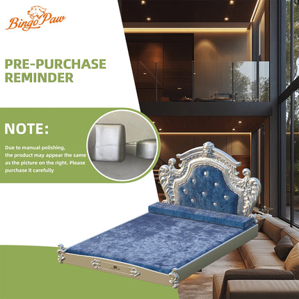 Luxury Pet Bed with Headboard, Washable Dutch Velvet Cover, Dog and Cat Bed