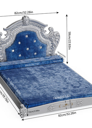 Luxury Pet Bed with Headboard, Washable Dutch Velvet Cover, Dog and Cat Bed
