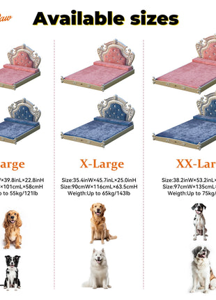 Luxury Pet Bed with Headboard, Washable Dutch Velvet Cover, Dog and Cat Bed