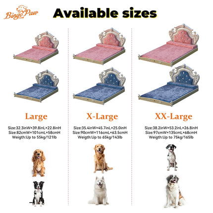 Luxury Pet Bed with Headboard, Washable Dutch Velvet Cover, Dog and Cat Bed