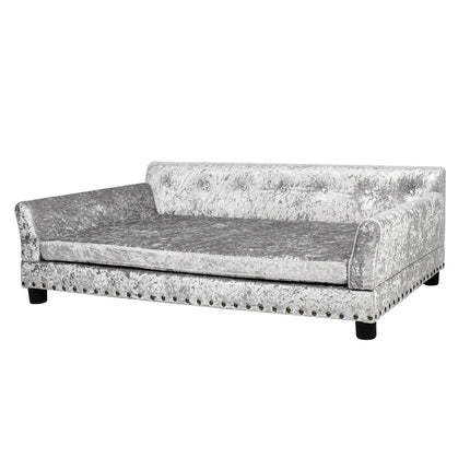 Deluxe Velvet Tufted Sofa Bed; Memory Foam Lounger for Large Dog