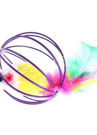 Stick Feather Wand with Bell Mouse Cage Feather Tail Cat Toy