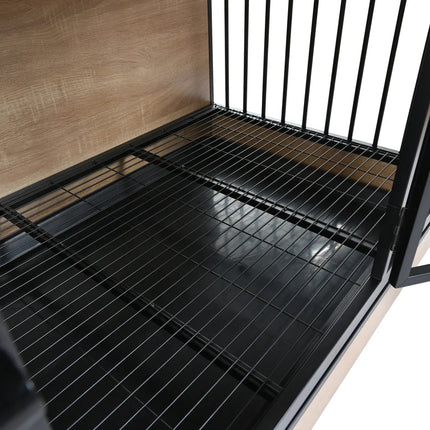Furniture Dog Crate, XL Large Double Dog Cage with Tray for Medium Large Dogs, Wooden Dog