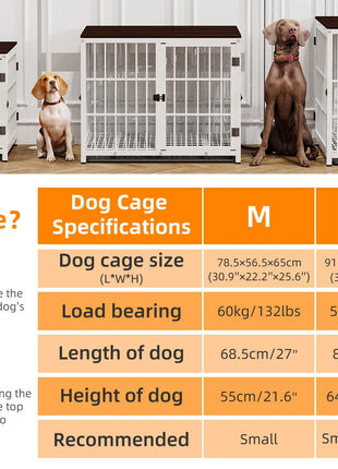 Furniture Large Wooden Dog Crate Indoor Elevated Dog Kennel End Table Lattice Playpen with 3 Doors Removable Tray