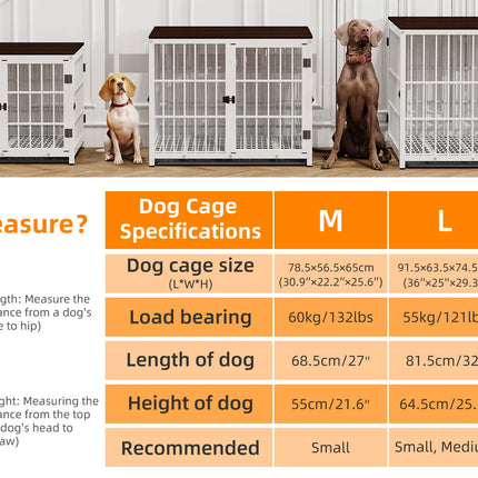 Furniture Large Wooden Dog Crate Indoor Elevated Dog Kennel End Table Lattice Playpen with 3 Doors Removable Tray