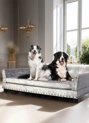 Deluxe Velvet Tufted Sofa Bed; Memory Foam Lounger for Large Dog