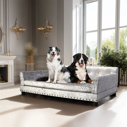 Deluxe Velvet Tufted Sofa Bed; Memory Foam Lounger for Large Dog