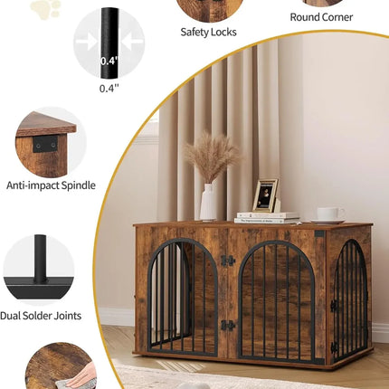 Wooden Furniture Dog Crate & End Table