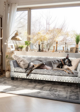 Deluxe Velvet Tufted Sofa Bed; Memory Foam Lounger for Large Dog