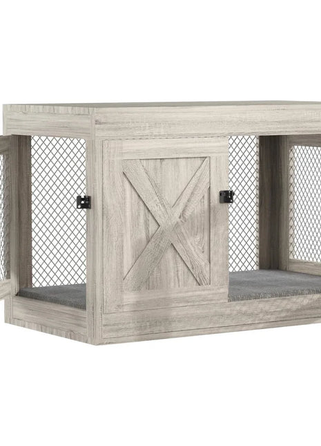 Furniture Crate with Double Doors, 36 Inch Wooden Dog Kennel End Table Indoor with Mesh