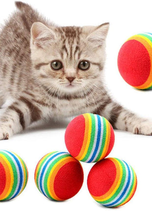 10pcs Cat Toy Balls Interactive for Indoor Cat Red Rainbow Soft Foam Puppies Toy Balls Activity Chase Quiet Play Sponge Ball  Toy Balls for Dog Puppies Kittens