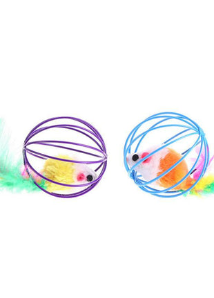 Stick Feather Wand with Bell Mouse Cage Feather Tail Cat Toy