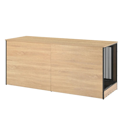 Furniture Dog Crate, XL Large Double Dog Cage with Tray for Medium Large Dogs, Wooden Dog