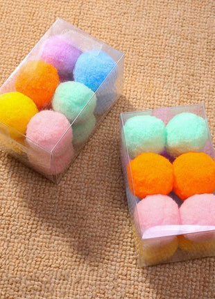 12Pcs/lot Stretch Plush Ball Toys for Cats Colorful Interactive Cat Pom Pom
