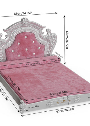 Luxury Pet Bed with Headboard, Washable Dutch Velvet Cover, Dog and Cat Bed
