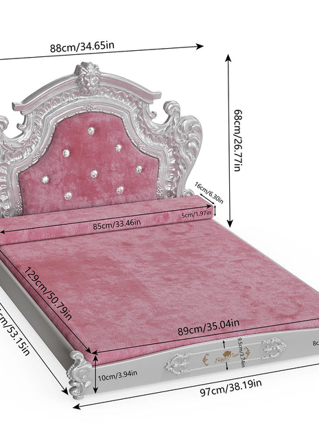Luxury Pet Bed with Headboard, Washable Dutch Velvet Cover, Dog and Cat Bed