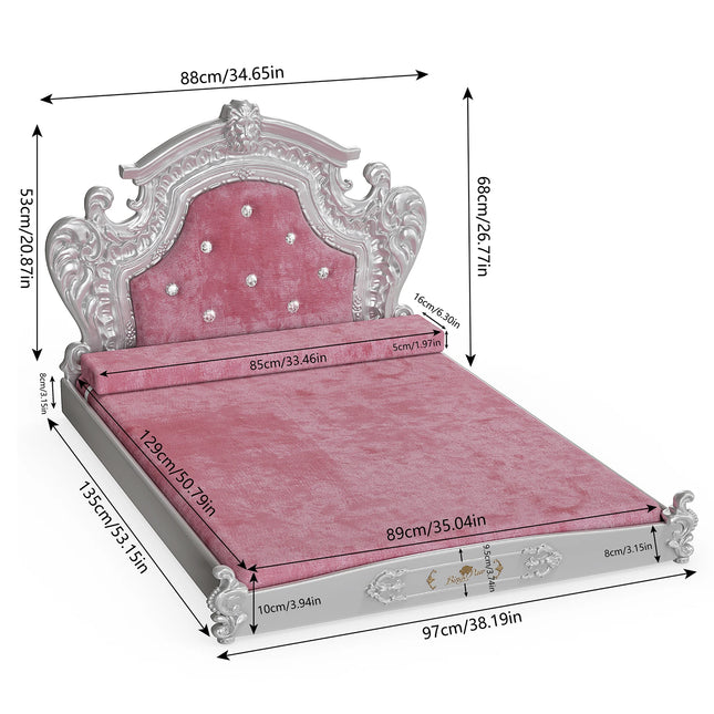 Luxury Pet Bed with Headboard, Washable Dutch Velvet Cover, Dog and Cat Bed