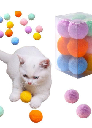 12Pcs/lot Stretch Plush Ball Toys for Cats Colorful Interactive Cat Pom Pom