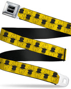 PEANUTS Title Logo Full Color Black/White Seatbelt Belt - Peanuts Charlie Brown Pose Flip Yellow/Black Webbing