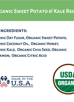 Dog Mamma's Organic Sweet Potato & Kale Recipe - USDA Organic Certified Dog Treats