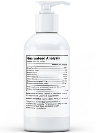 Advanced Omega-3 Liquid for Dogs & Cats - Fish Oil with Vitamins - 12oz