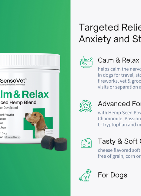 Calm & Relax Advanced Hemp Chews for Dogs - 60 Soft Chews