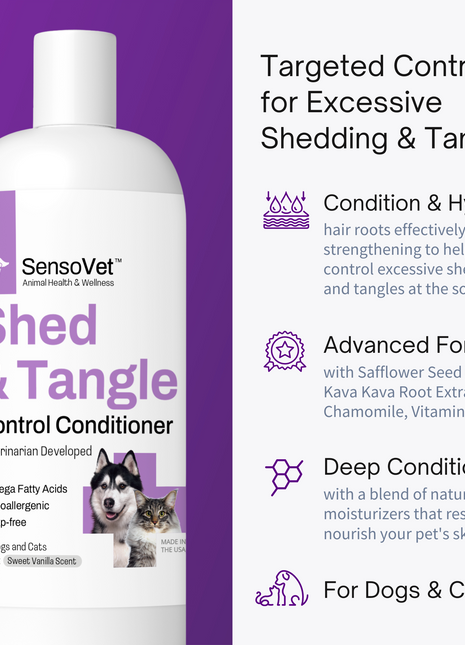 Shed & Tangle Control Conditioner for Dogs & Cats - 12oz
