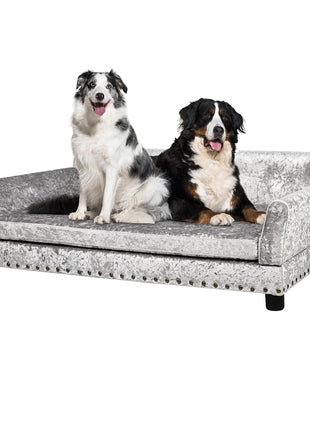 Deluxe Velvet Tufted Sofa Bed; Memory Foam Lounger for Large Dog