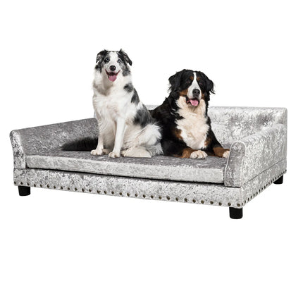 Deluxe Velvet Tufted Sofa Bed; Memory Foam Lounger for Large Dog