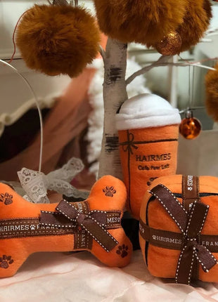 Squeak Plush Toy for Dog, Bone Cup, Chew Toy, Unique Design, Luxury Brand, Fashion Design, Passion for Pet Supplies