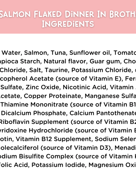 Salmon Flaked Dinner In Broth Adult Cat Food, 2.8-oz