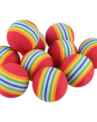 10pcs Cat Toy Balls Interactive for Indoor Cat Red Rainbow Soft Foam Puppies Toy Balls Activity Chase Quiet Play Sponge Ball  Toy Balls for Dog Puppies Kittens